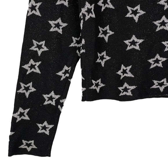Milly Sweater XS Wool Knit Mock Neck Metallic Shooting Stars Print Celestial - Picture 2 of 7